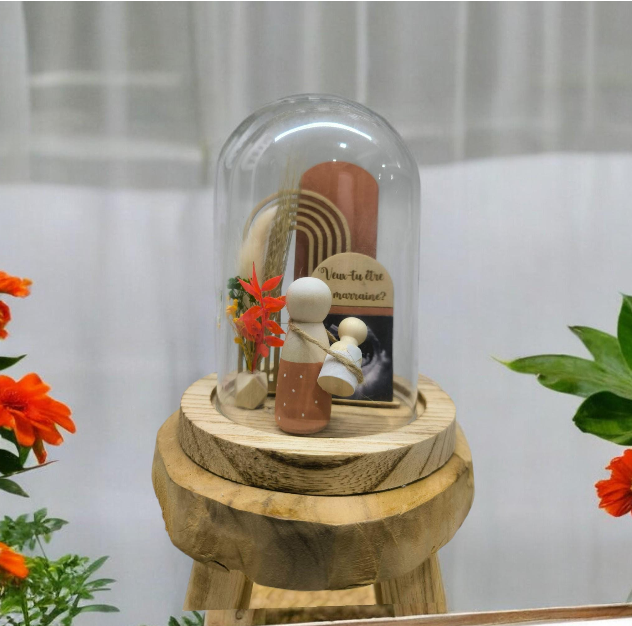 Cloche Verre Personnalisée: Annonce grossesse grands-parents, parrain, Marraine